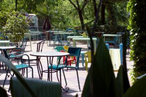 Verona, Terrasse an der Bar des Campeggio Castel San Pietro